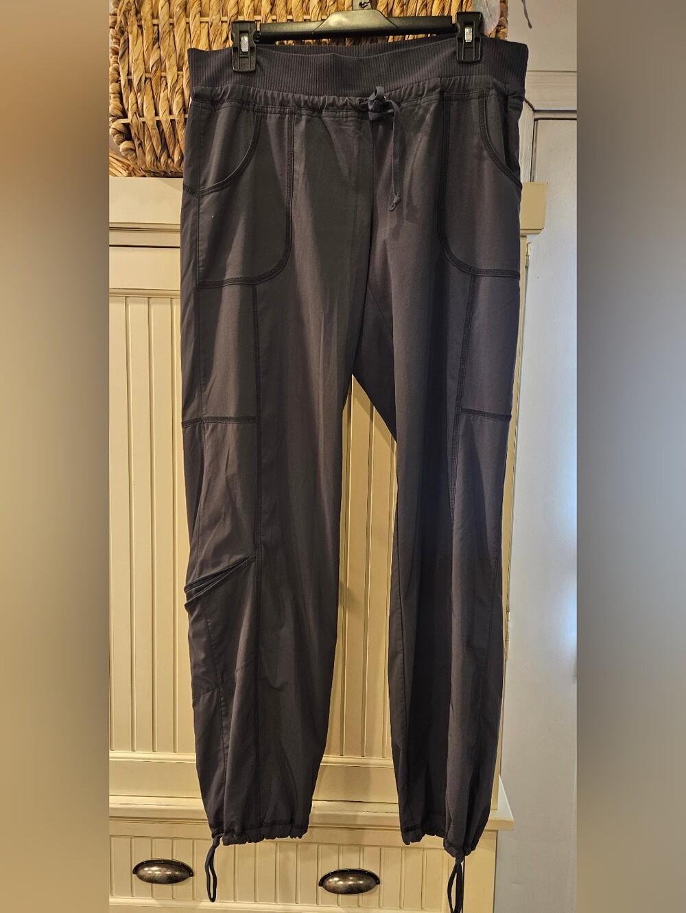 Womens Athleta Dark Gray Jogger Pants With Side Zip